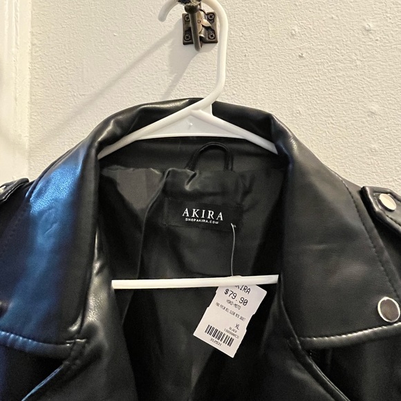NWT AKIRA black leather jacket size XL - Picture 3 of 4